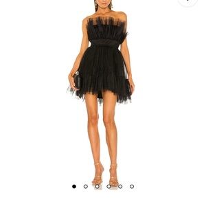 Katie May Black Strapless Ruffled Babydoll Dress